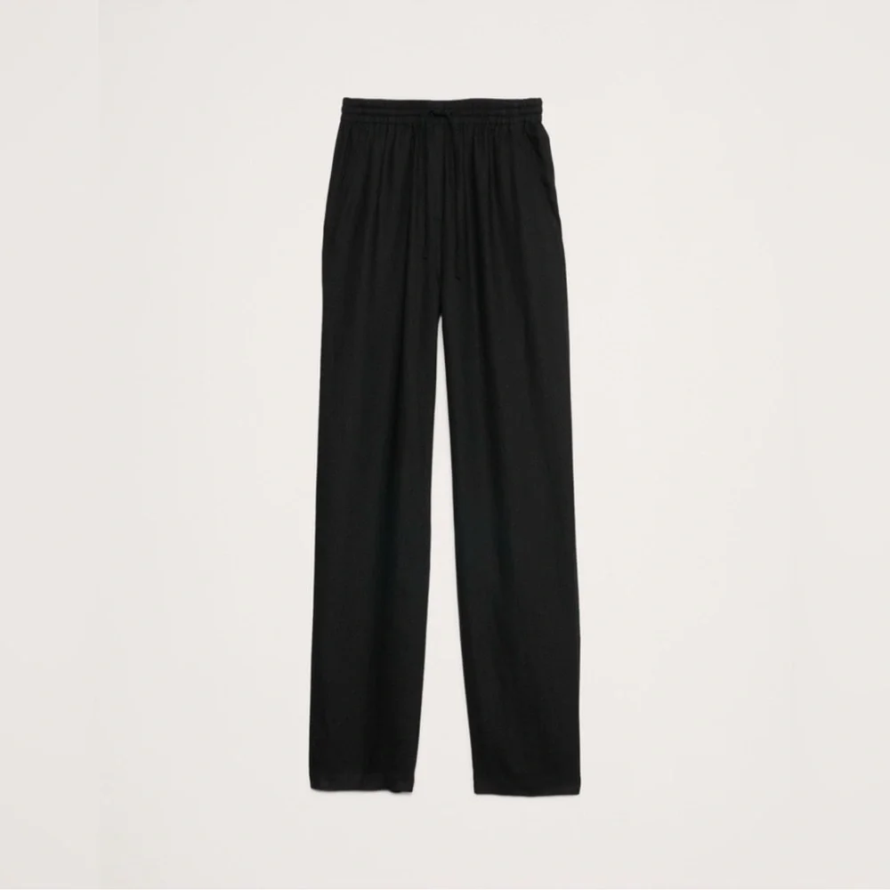NEW! BANANA REPUBLIC BLACK LINEN PULL-ON ANKLE PANT 🖥️1️⃣2️⃣